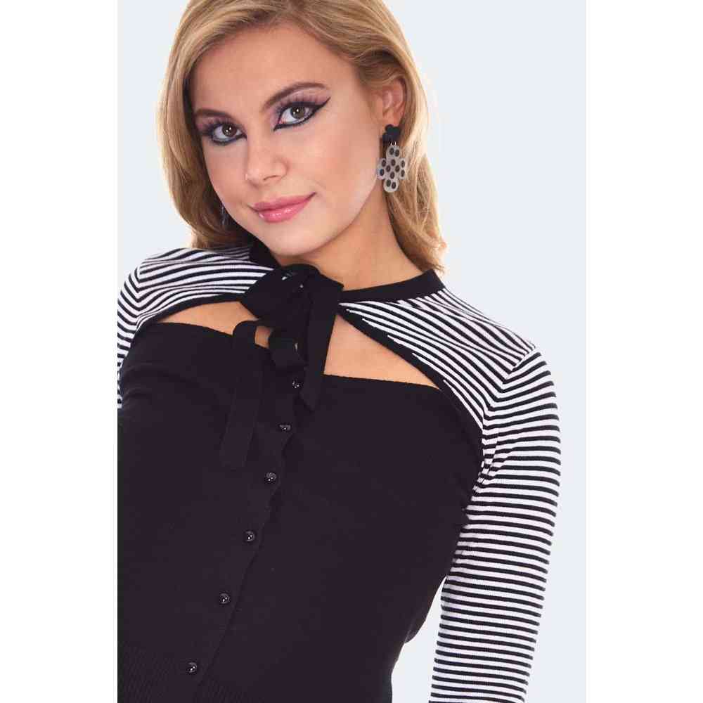 Voodoo Vixen - Cut Out Striped Cardigan - Multicolours
